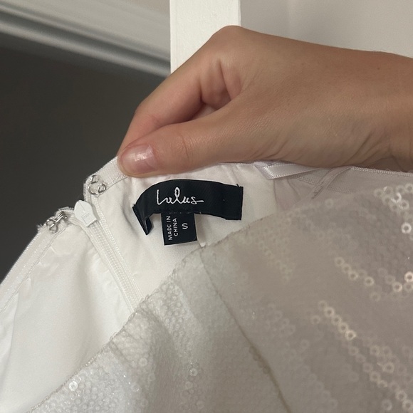 Lulu's Pristine Dazzle Ivory Sequin Strapless Mini Dress - Picture 5 of 5